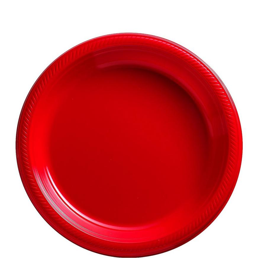 Red Plastic Dessert Plates, 7in, 50ct